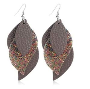 Handcrafted statement hobo layered leather earrings